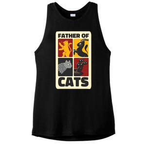 Father Of Cats Funny Ladies PosiCharge Tri-Blend Wicking Tank