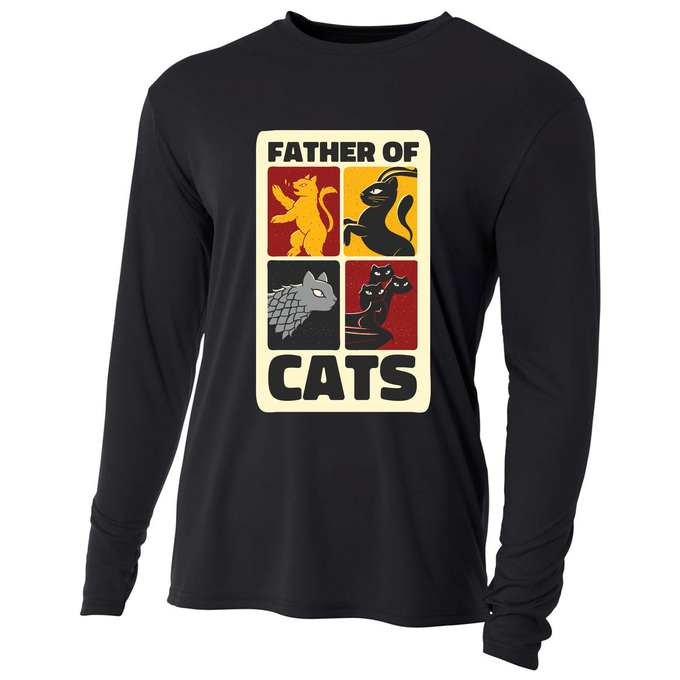 Father Of Cats Funny Cooling Performance Long Sleeve Crew