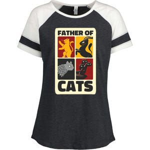 Father Of Cats Funny Enza Ladies Jersey Colorblock Tee