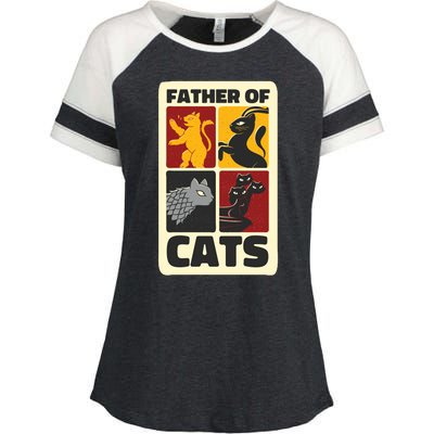 Father Of Cats Funny Enza Ladies Jersey Colorblock Tee