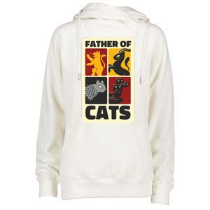 Father Of Cats Funny Womens Funnel Neck Pullover Hood