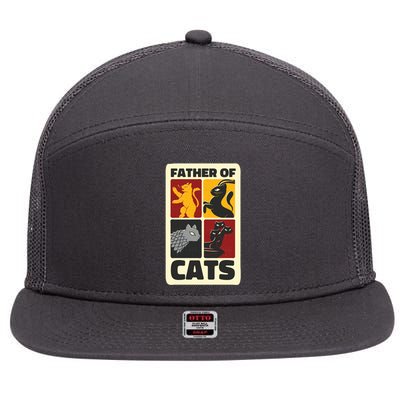 Father Of Cats Funny 7 Panel Mesh Trucker Snapback Hat