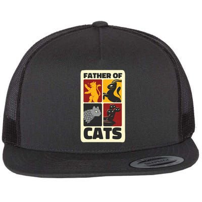 Father Of Cats Funny Flat Bill Trucker Hat