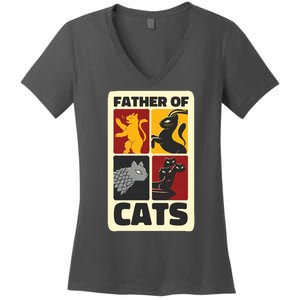 Father Of Cats Funny Women's V-Neck T-Shirt