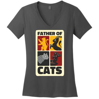 Father Of Cats Funny Women's V-Neck T-Shirt