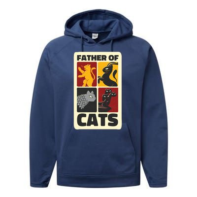 Father Of Cats Funny Performance Fleece Hoodie