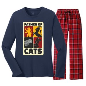 Father Of Cats Funny Women's Long Sleeve Flannel Pajama Set 