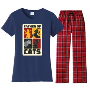 Father Of Cats Funny Women's Flannel Pajama Set