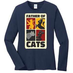 Father Of Cats Funny Ladies Long Sleeve Shirt