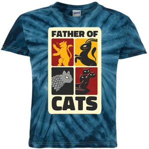 Father Of Cats Funny Kids Tie-Dye T-Shirt