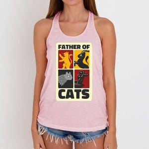 Father Of Cats Funny Women's Knotted Racerback Tank