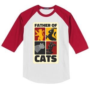 Father Of Cats Funny Kids Colorblock Raglan Jersey