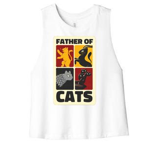 Father Of Cats Funny Women's Racerback Cropped Tank