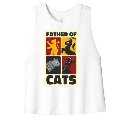 Father Of Cats Funny Women's Racerback Cropped Tank