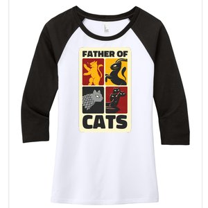 Father Of Cats Funny Women's Tri-Blend 3/4-Sleeve Raglan Shirt