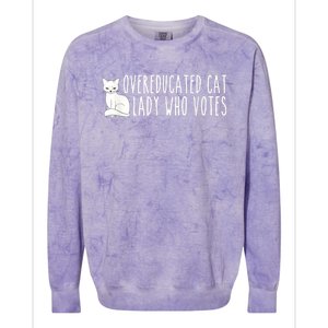 Funny Overeducated Cat Lady Who Votes For Kamala Harris 2024 Colorblast Crewneck Sweatshirt