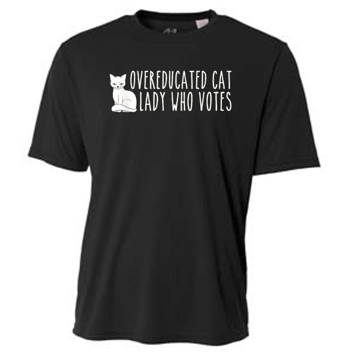 Funny Overeducated Cat Lady Who Votes For Kamala Harris 2024 Cooling Performance Crew T-Shirt