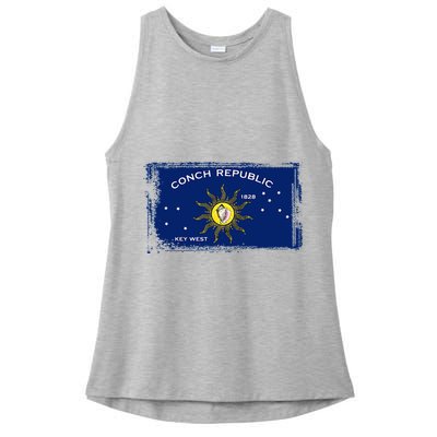 Flag Of Conch Republic Funny Key West Florida Ladies PosiCharge Tri-Blend Wicking Tank