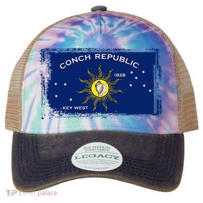 Flag Of Conch Republic Funny Key West Florida Legacy Tie Dye Trucker Hat