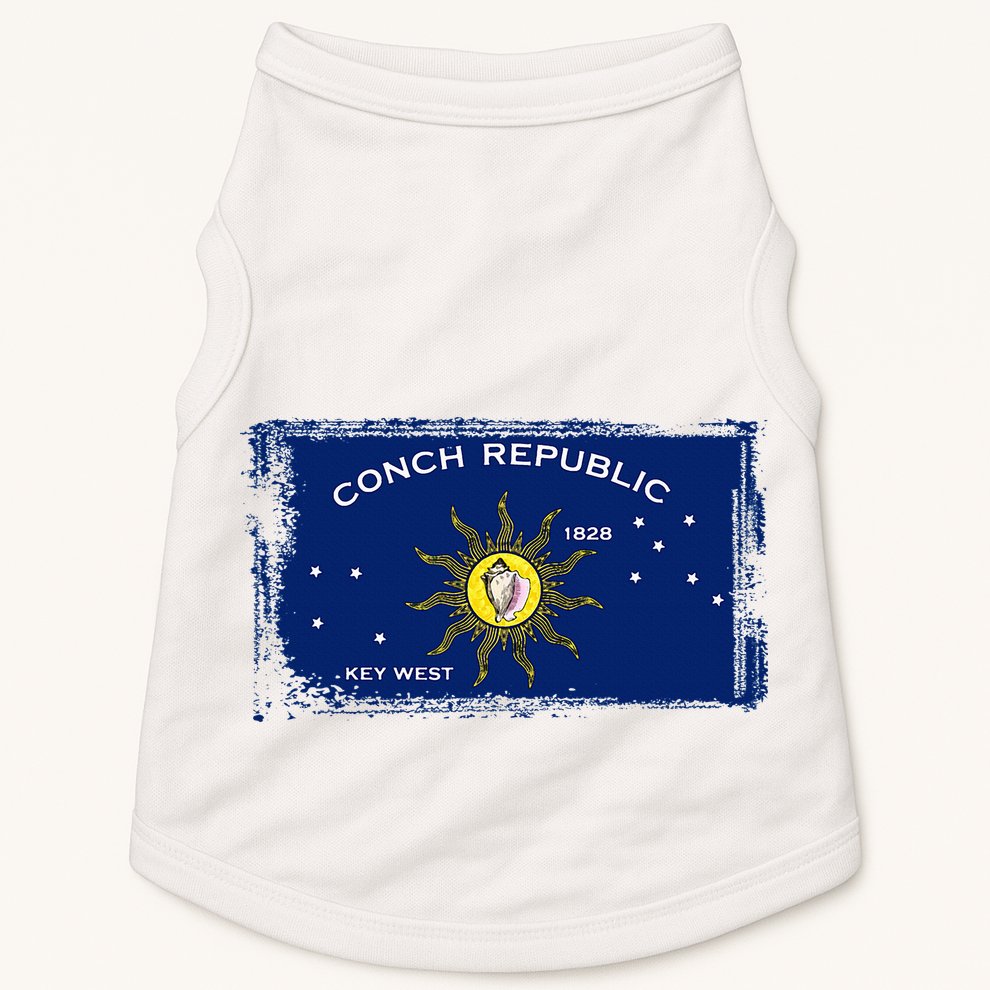 Flag Of Conch Republic Funny Key West Florida Doggie Tank
