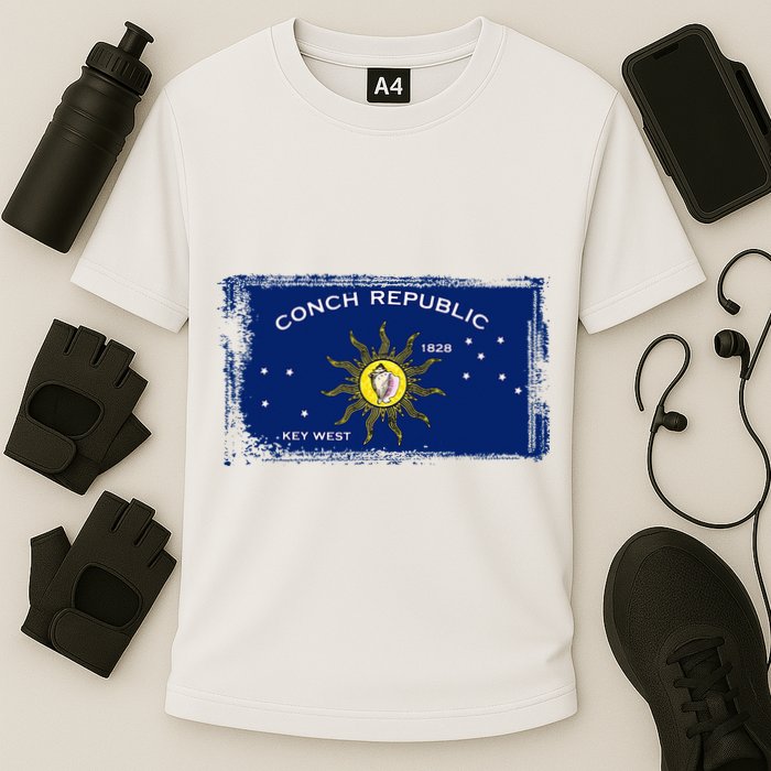 Flag Of Conch Republic Funny Key West Florida Cooling Performance Crew T-Shirt