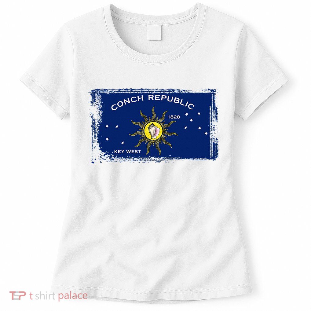 Flag Of Conch Republic Funny Key West Florida Womens T-Shirt