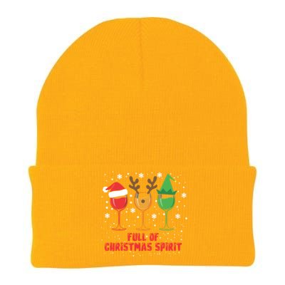 Full Of Christmas Spirit Funny Wine Ing Xmas Pajama Cool Gift Knit Cap Winter Beanie