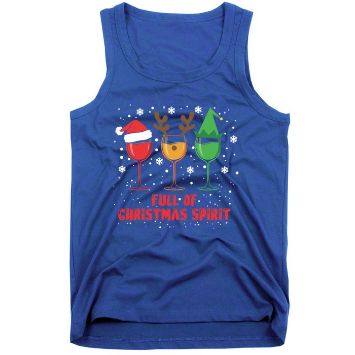 Full Of Christmas Spirit Funny Wine Ing Xmas Pajama Cool Gift Tank Top