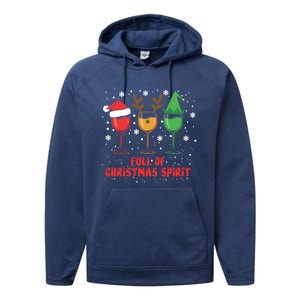 Full Of Christmas Spirit Funny Wine Ing Xmas Pajama Cool Gift Performance Fleece Hoodie