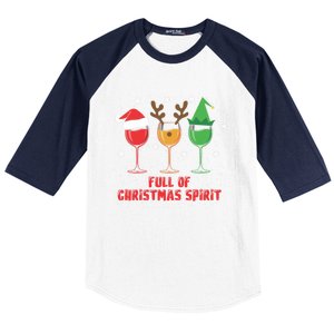 Full Of Christmas Spirit Funny Wine Ing Xmas Pajama Cool Gift Baseball Sleeve Shirt