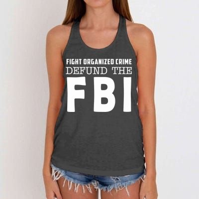 Fight Organized Crime Defund The FBI Women's Knotted Racerback Tank