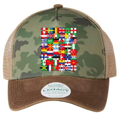 Flags of Countries of the World international flag puzzle Legacy Tie Dye Trucker Hat