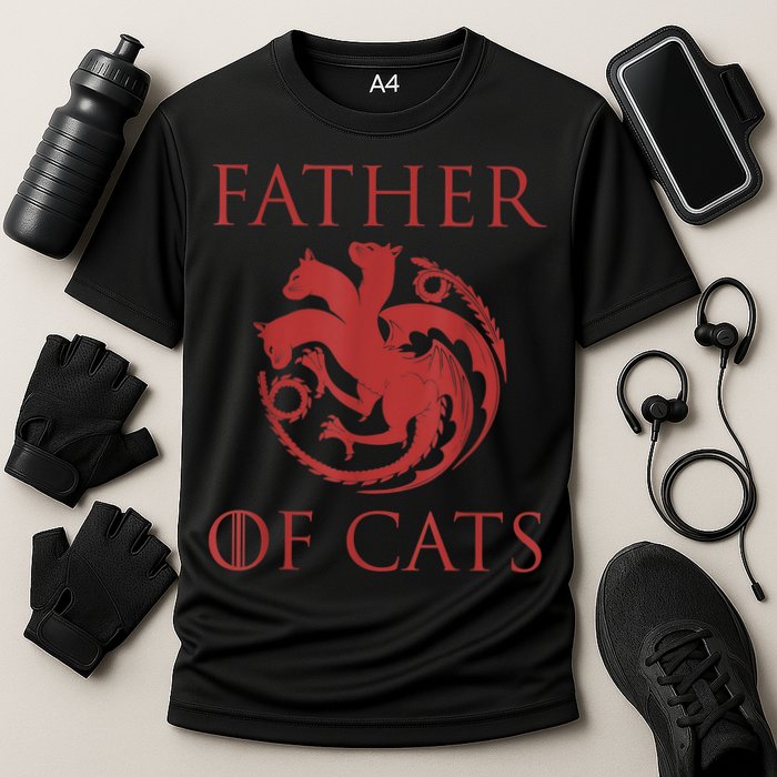 Father Of Cats Funny Cat Lover Kitten Dad Kitty Cooling Performance Crew T-Shirt
