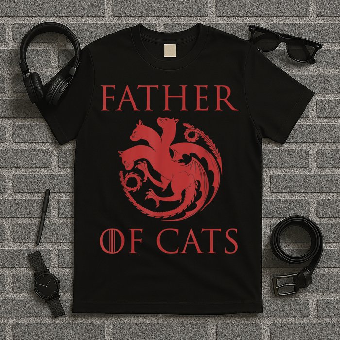 Father Of Cats Funny Cat Lover Kitten Dad Kitty T-Shirt