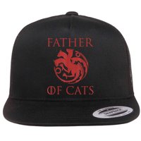 Father Of Cats Funny Cat Lover Kitten Dad Kitty Flat Bill Trucker Hat