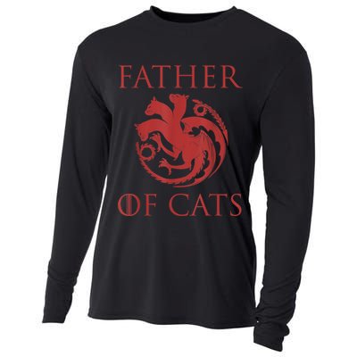 Father Of Cats Funny Cat Lover Kitten Dad Kitty Cooling Performance Long Sleeve Crew