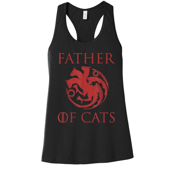 Father Of Cats Funny Cat Lover Kitten Dad Kitty Women's Racerback Tank