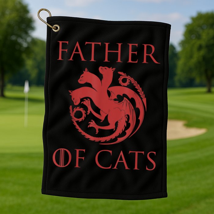 Father Of Cats Funny Cat Lover Kitten Dad Kitty Golf Towel