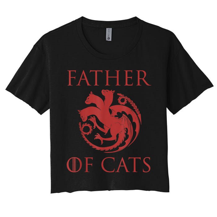 Father Of Cats Funny Cat Lover Kitten Dad Kitty Women's Crop Top Tee