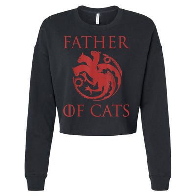 Father Of Cats Funny Cat Lover Kitten Dad Kitty Cropped Pullover Crew