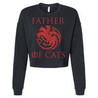 Father Of Cats Funny Cat Lover Kitten Dad Kitty Cropped Pullover Crew