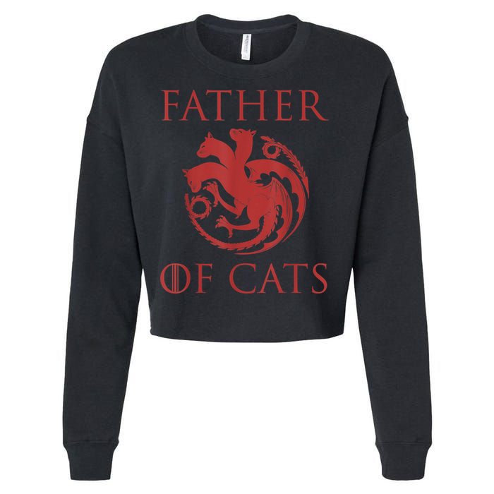 Father Of Cats Funny Cat Lover Kitten Dad Kitty Cropped Pullover Crew