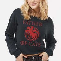 Father Of Cats Funny Cat Lover Kitten Dad Kitty Cropped Pullover Crew