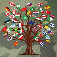 Flags of Countries of the World international flag tree Legacy Tie Dye Trucker Hat