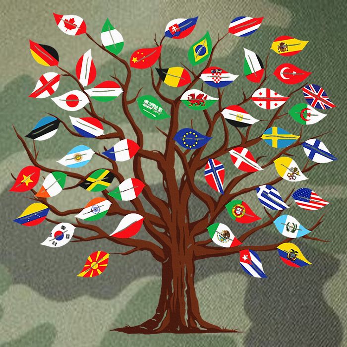 Flags of Countries of the World international flag tree Legacy Tie Dye Trucker Hat