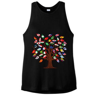 Flags of Countries of the World international flag tree Ladies PosiCharge Tri-Blend Wicking Tank