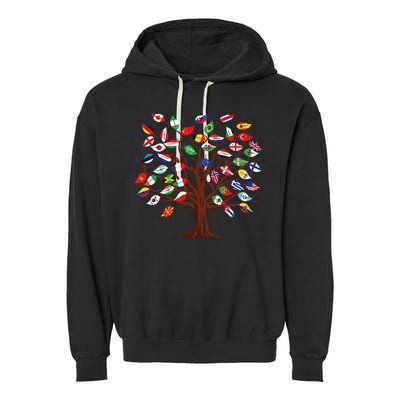 Flags of Countries of the World international flag tree Garment-Dyed Fleece Hoodie