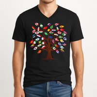 Flags of Countries of the World international flag tree V-Neck T-Shirt