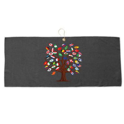 Flags of Countries of the World international flag tree Large Microfiber Waffle Golf Towel