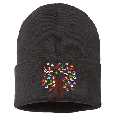 Flags of Countries of the World international flag tree Sustainable Knit Beanie